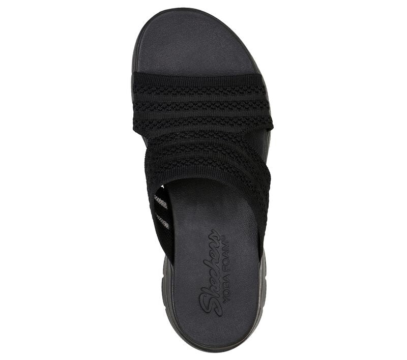 Skechers Yoga Foam Sandals Womens 6 Gray Black Thong Flip Flops