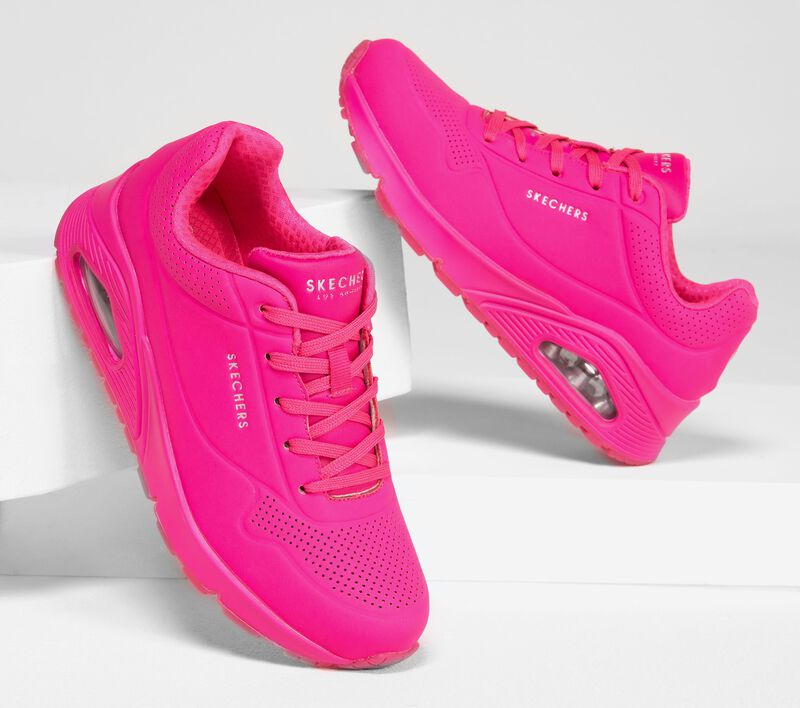 Skechers Women's UNO-HIGH Regards Sneaker, White/Pink
