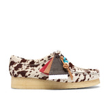 CLARKS ORIGINALS WOMEN'S WALLABEE, BROWN COW PRINT, MADE IN VIETNAM
