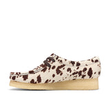 CLARKS ORIGINALS WOMEN'S WALLABEE, BROWN COW PRINT, MADE IN VIETNAM