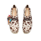 CLARKS ORIGINALS WOMEN'S WALLABEE, BROWN COW PRINT, MADE IN VIETNAM