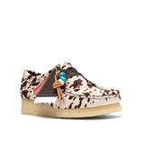 CLARKS ORIGINALS WOMEN'S WALLABEE, BROWN COW PRINT, MADE IN VIETNAM