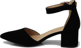 Women's Pointy Toe High Mid Chunky Block Heel Sexy Ankle Strap