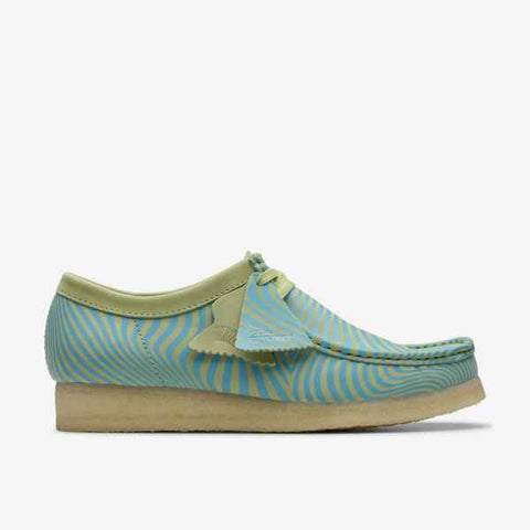 Clarks Men's Original Wallabee Blue/Lime Print Made In Vietnam"