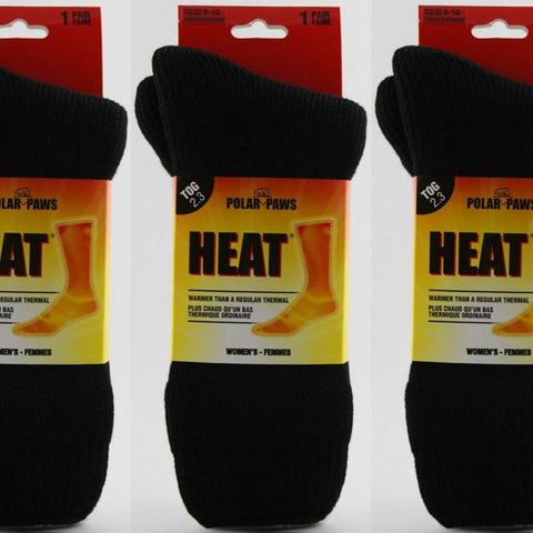 Mens Black Polar Paws Heat Thermal Socks (3 pairs) - Shoes 4 You 